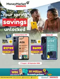 Shoprite catalogue Page 1: Samsung Galaxy A06 €1.799,00, Hisense U54 €699,00