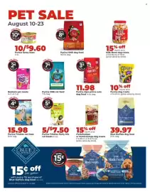 Hy-Vee weekly ad week 34 Page 37: Purina Friskies Party Mix €7,50, Purina Alpo prime cuts dog food €11,98