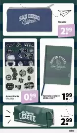 Catalogue Wibra semaine 34 page 7: Trousse €2,99, United States Los Angeles Agenda scolaire €1,99