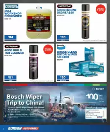 Burson Auto Parts catalogue Page 2: Motospray 500g engine degreaser €30,00, Motospray Bug & Tar Cleaner €21,00