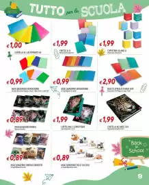 Volantino Galassia Pagina 9: Cartellina 3 lembi Pigna Animal €1,99, Maxi quaderno monocromo €0,99