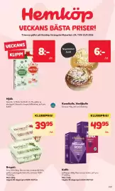 MatArket reklamblad vecka 34 Sida 1: Garant mjölk €8,00, Bonjour Kanelbulle, Vaniljbulle €6,00