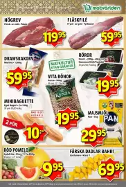 Matvärlden Tensta reklamblad vecka 34 Sida 3: Högrev €119,95, Fläskfilé €59,95