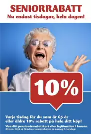Prisma Mat reklamblad vecka 34 Sida 2: SENIORRABATT Nu endast tisdagar, hela dagen! 10% Varje tisdag får du som är 65 år