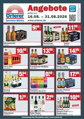 Orterer Getränkemarkt Prospekt (gültig bis 31-08)