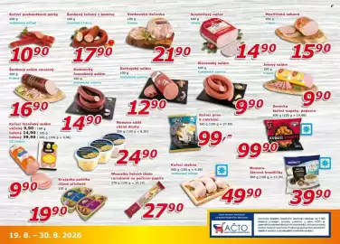 ESO MARKET leták Strana 3: Uzenářství Vávra šunkový točený z komína €1.790,00, Venkovská tlačenka €21,90