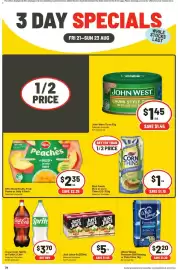 IGA catalogue Page 2: Real Foods Corn Thins Original €1,00, SPC Peaches €2,35