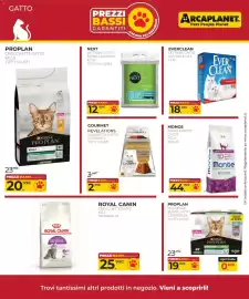 Volantino Arcaplanet Pagina 19: Lettiera gatto extra clumping Next €12,99, Crocchette gatto Monge €44,00