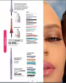 Catálogo Avon Página 11: Esmeralda - delineador retractil €5.090,00, Suave - delineador liquido para ojos 3 ml €3.690,00