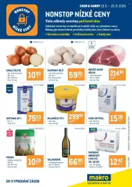 Makro leták týden 34 Strana 1: Cibule žlutá €10,90, Cukr krystal €15,30