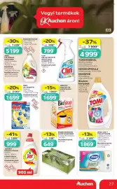 Auchan akciós újság hét 34 Oldal 27: TOMI Mosógél €4.999,00, ARIEL Folyékony mosószer €5.199,00