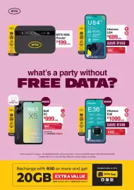 MRP catalogue Page 8: MTN M36 Router €199,00, Hisense E36 Smartphone With Dual Sim (Network Locked) €1.099,00