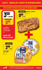 Polomarket gazetka tydzień 34 Strona 28: Pasta łososiowa Seko €2,99, Ciabatta z ziarnem €0,99