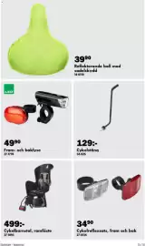 Biltema reklamblad Sida 4: Reflekterande boll med sadelskydd 14-0119 €39,90, Cykelstång €129,00