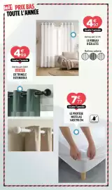 Catalogue Centrakor page 12: Le rideau 8 cillets €4,97, Le protège matelas €7,77