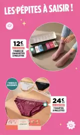 Catalogue Centrakor page 2: 7 culottes à paillettes €24,99, 7 paires de chaussettes à paillettes €12,99