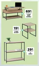 Catalogue Centrakor page 23: La console €29,99, La table de chevet €15,99