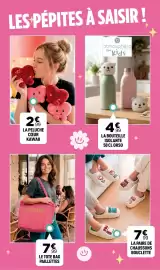 Catalogue Centrakor page 3: Le tote bag paillettes €7,99, La paire de chaussons bouclette €7,99