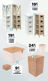 Catalogue Centrakor page 37: Le meuble 4 paniers €19,99, La boite de rangement €9,99