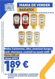 Folheto Casa Cheia Página 1: Heinz molho 3 pimentas, alho, american burger, caril, churrasco, cocktail ou sweet chilli €1,89
