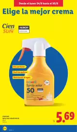 Catálogo Lidl semana 35 Página 20: Cien Sun spray solar infantil fps 50 €5,69
