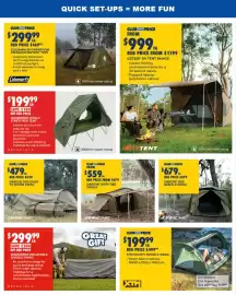 BCF catalogue Page 11: XTM Mighty Double Swag €199,99, Wanderer Inflatable Double Swag €299,99