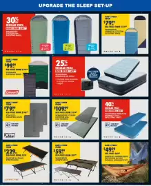 BCF catalogue Page 7: Coleman Sleeping Bags €99,99, Wanderer Stretchers €59,99