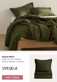 Homla gazetka tydzień 34 Strona 6: Pościel satynowa MILO gładka z lamówką oliwkowa 160x200 cm + 2x70x80 €199,00