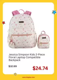 Staples weekly ad week 34 Page 2: Jessica Simpson kids 2-piece floral laptop compatible backpack €24,74