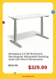 Staples weekly ad week 34 Page 4: Workplace 2.0 electric rectangular adjustable standing desk with micro movements €329,99