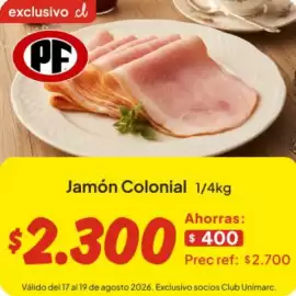 Catálogo Unimarc Página 10: Pf - jamón colonial €2.300,00