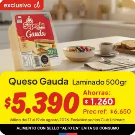 Catálogo Unimarc Página 9: Soprole - queso gauda €5.390,00