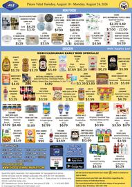 Seven Mile Market circular week 34 Page 2: Libby's sliced mango in light syrup €2,99, Hellmann's squeezable mayonnaise €8,79