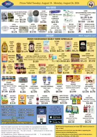Seven Mile Market circular week 34 Page 2: Libby's sliced mango in light syrup €2,99, Hellmann's squeezable mayonnaise €8,79