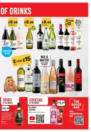 Bargain Booze leaflet Page 4: 19 Crimes the vanished spiced rum €24,99, Mud House Sauvignon Blanc €8,99