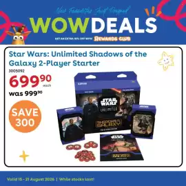 ToysRUs catalogue week 33 Page 2: Star Wars Unlimited Shadows of the Galaxy 2-Player Starter €699,90