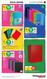 Catalogue Intermarché page 15: Oxford Chemises avec rabats A4 top life+ €1,04, EXACOMPTA TRIEUR A SOUFFLET 8 POSITIONS €2,45