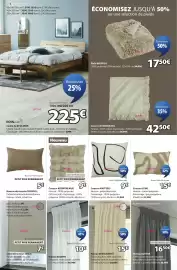 Catalogue JYSK page 4: HENGEAKS Couvre-lit €42,50, HVITVEIS Coussin €9,00