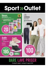 Sport Outlet kundeavis uke 34 Side 1: Bloom energidrikke €20,00, Missing Link Joggebukse €100,00