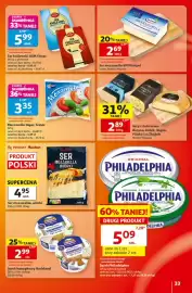 Auchan gazetka tydzień 34 Strona 33: Ser mozzarella SM Mlekpols €2,69, Ser Mozzarella Wiórki €4,95