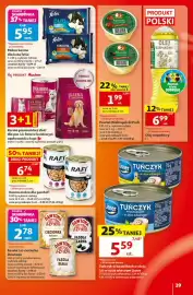 Auchan gazetka tydzień 34 Strona 39: Tuńczyk w kawałkach Lisner €5,59, Fasola lub cieciorka Dawtona €2,78