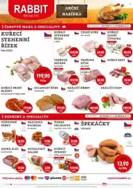RABBIT řeznictví leták Strana 1: KUŘECÍ STEHENNÍ ŘÍZEK bez kůže €119,90, KUŘECÍ STEHENNÍ ŘÍZEK s kůží €109,90