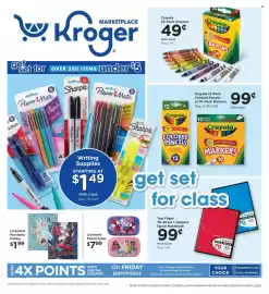 Kroger weekly ad Page 1: Licensed Pencil Case €7,99, Licensed Portfolio Folder €1,99