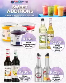 Take 'n Pay catalogue week 34 Page 59: Monin Peach/Lemon tea Syrup €209,99, DRNK Popping Boba Assorted €199,99