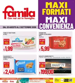 Volantino Famila Pagina 1: Lasagne alla Bolognese Rana €5,99, Parmalat Yogurt Magro €1,99
