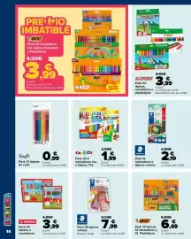 Folleto Carrefour Página 14: Alpino pack 24 lapices rotuladores o plastialpino €3,99, Simpló pack 12 lápices de color €0,99