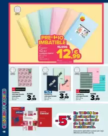 Folleto Carrefour Página 18: Miquelrius cuaderno microperforado €3,99, Miquelrius cuaderno microperforado estampado €3,59
