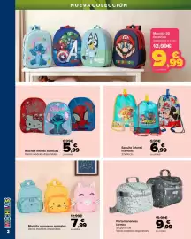 Folleto Carrefour Página 2: Mochila infantil licencias €5,99, Saquito infantil licencias €6,99