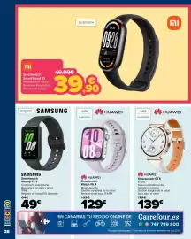 Folleto Carrefour Página 26: Huawei smartwatch watch fit 4 €129,00, Huawei smartwatch gt5 €139,00