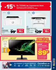 Folleto Carrefour Página 33: Hp impresora láser laserjet m140w €129,00, Acer monitor ek271p6bi €89,00